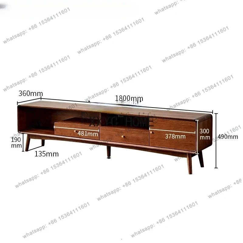 Solid Wood TV Cabinet Modern Minimalist TV Stand Coffee Table Combination Small Apartment