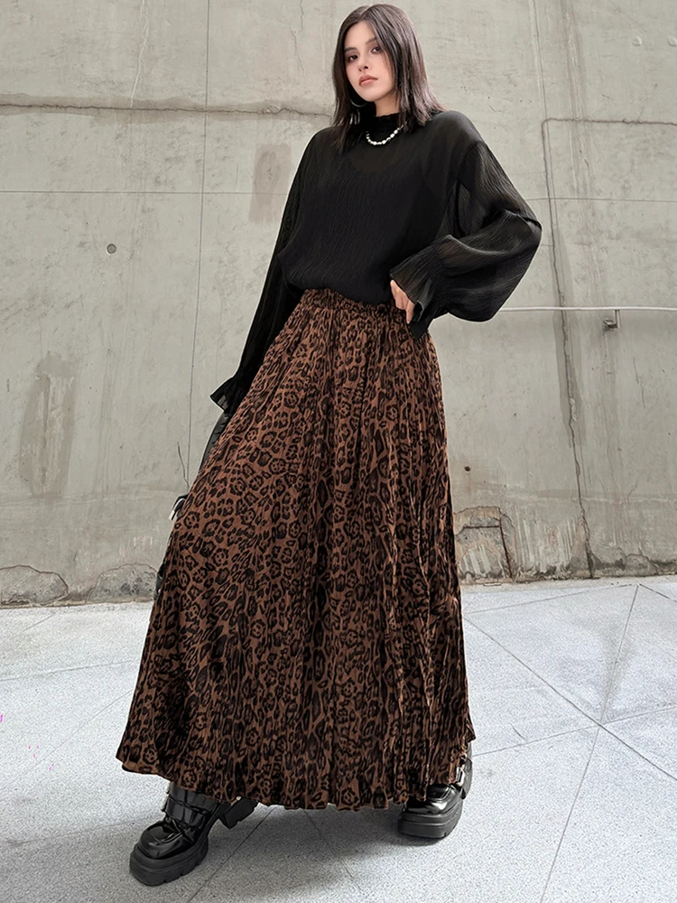 NYFS américain hottie rétro imprimé léopard femme jupes femme taille haute ample grande taille 2026 printemps jupe longue