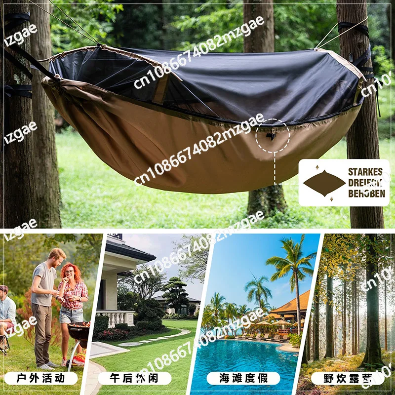 

Free soldier cross-border outdoor hammock anti-mosquito anti-rollover home camping double durable wild camping