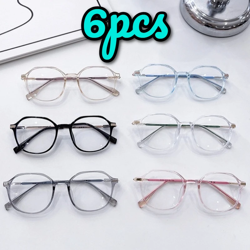 2/3/6pcs Korean European Influencer Style Anti Blue Light Anti Radiation Eyeglasses Unisex Flat Lens Frame