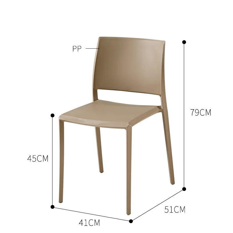 Wuli Modern Minimalist Back 4pcs Chair Nordic Adult Restaurant Dining Chair Home Leisure Thickening Stackable Plastic Chair