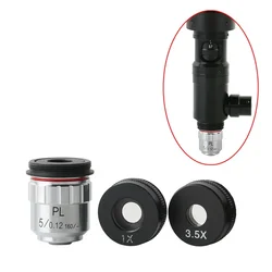 Auxiliary Objective Lens Coaxial Light Monocular C-mount Zoom Lens 1X 3.5X 5X Barlow Lens For HDMI Digital Microscope Camera