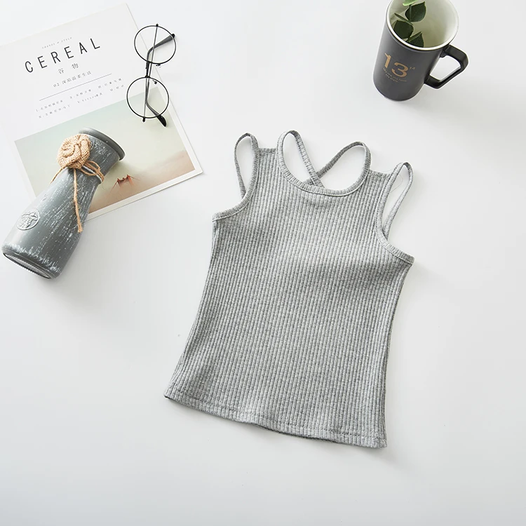 جديد الصيف طفل الفتيات بروتيل 2-6Y الأطفال عادية الصلبة سترة مرنة الفتيات قمصان القطن الملابس الداخلية الطفل تيز