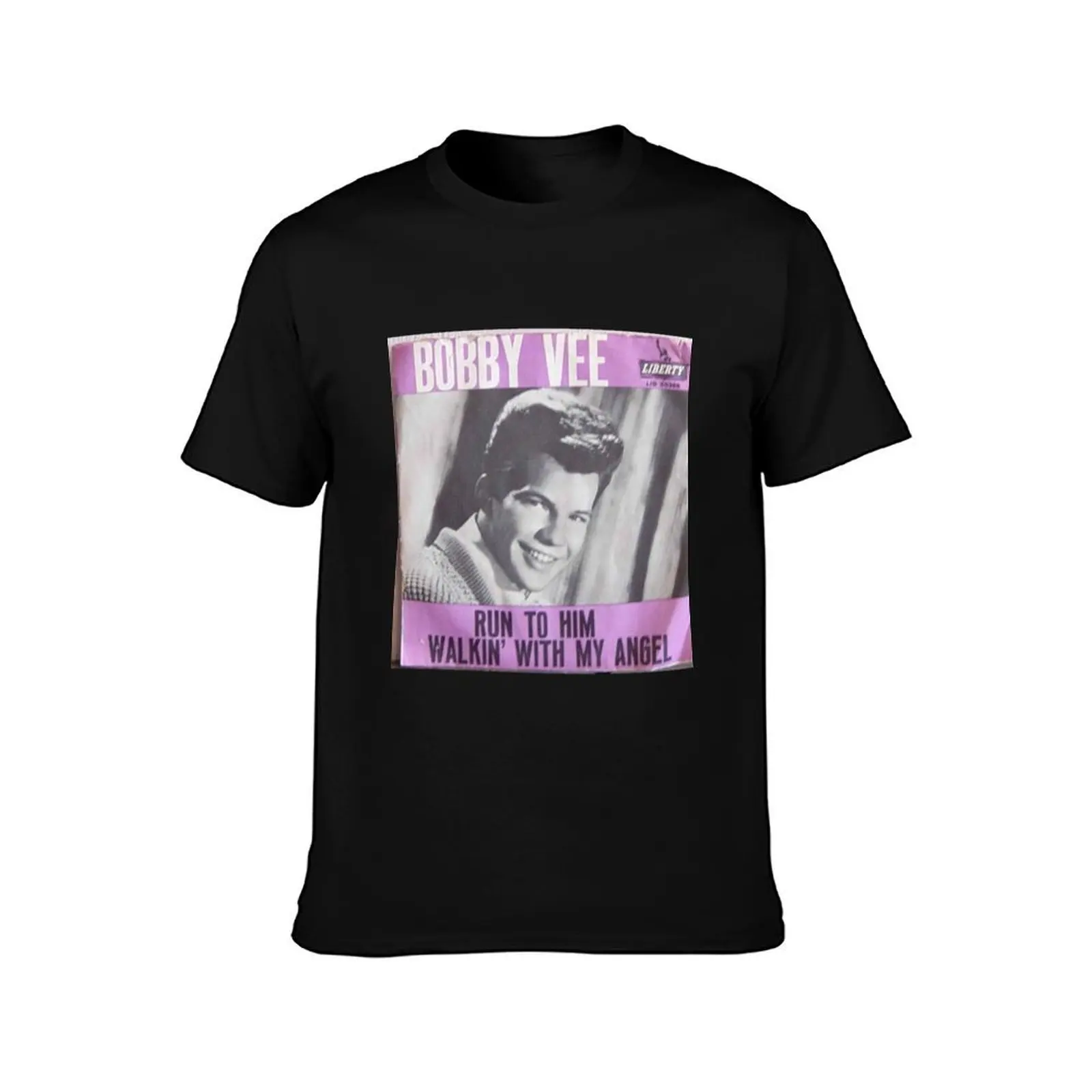 Bobby Vee 45 sleeve T-Shirt, Summer Casual Cotton Tee, Oversized Streetwear Tops, Vintage Graphic Print, Loose Fit Short Sleeve