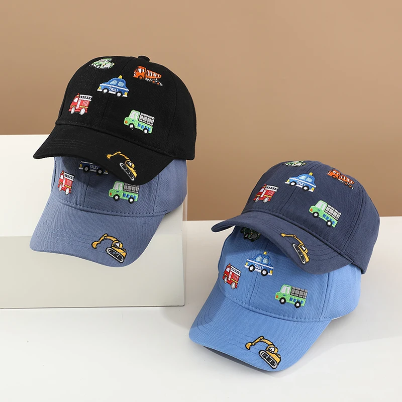 Children \'s Sports Hats School Baby Boys Baseball 2025 Summer Embroidered Vehicles Outdoor Kids Caps for 2-8Years Adjustable