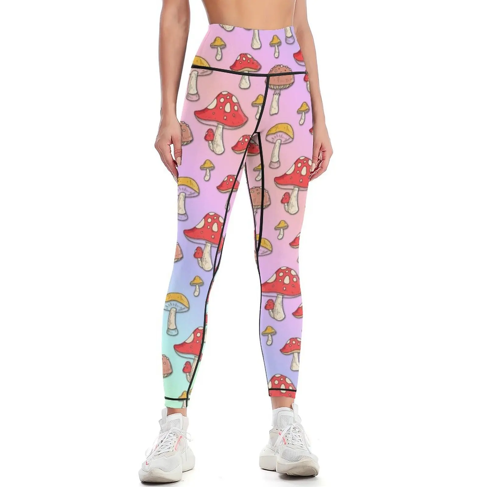 Holographic Mushroom All Over Print Leggings push up tights for Women's trousers Womens Leggings