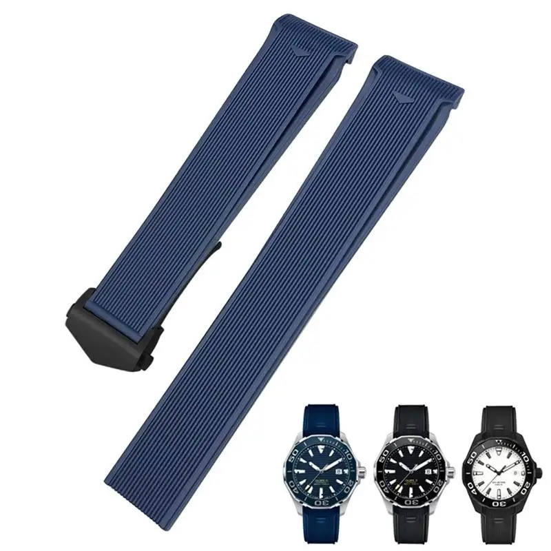 

MAISITU 20mm 22mm Rubber Silicone Watch Strap Fit for Tag Heuer CARRERA AQUARACER 300 WAY201A WAY211C Black Blue Brown Watch