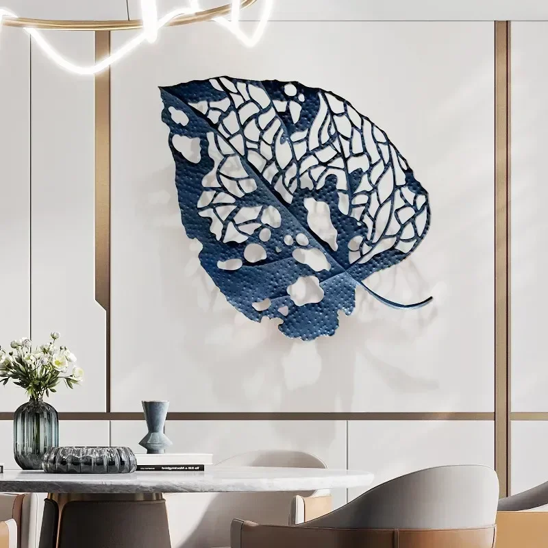 Gold Zen Bodhi Leaf Wrought Iron Wall Decor Light Luxury Living Room Entrance Pendant Creative Home Art