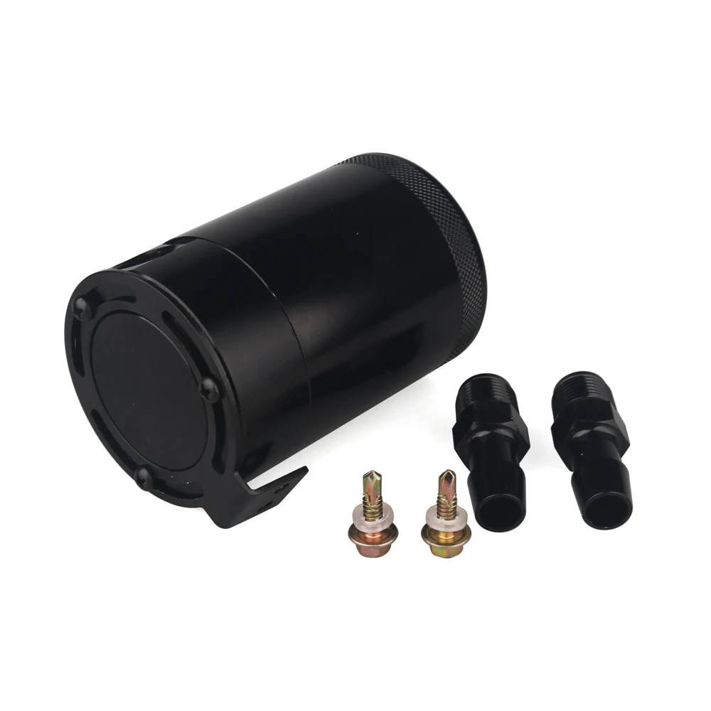 Universal 3-Port/2-Port Compact Baffled Oil Catch Can Tank Oil Catch Can Tank With Breather Filter Engine Mini Oil Separator
