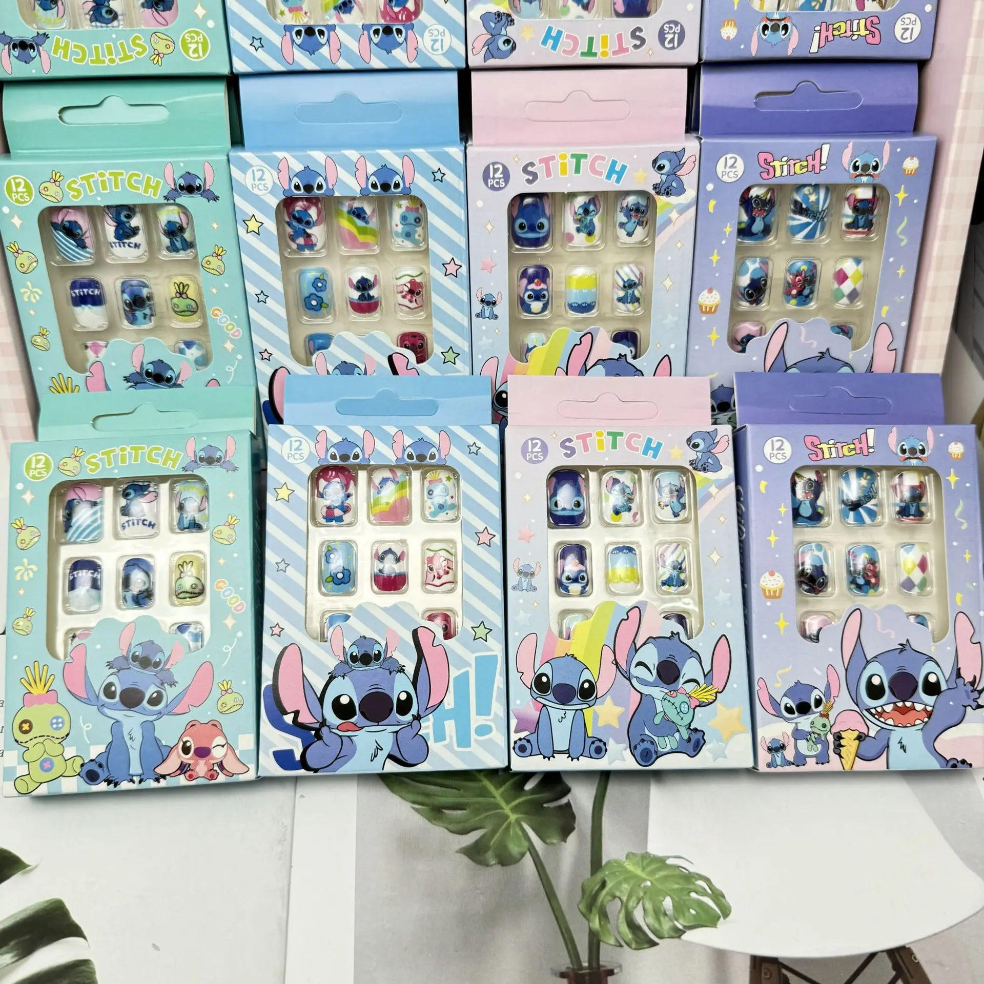 Random 1 Box / 3 Boxes, Stitch Themed Kids Stickers, Nail Stickers & DIY Accessories, Cute Nail Stickers for Girls