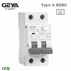 GEYA GYR9NM Type A RCBO 2P 4P Magnetic Residual Current Circuit Breaker with Over Current Protection 10A 16A 25A 32A 40A 30mA