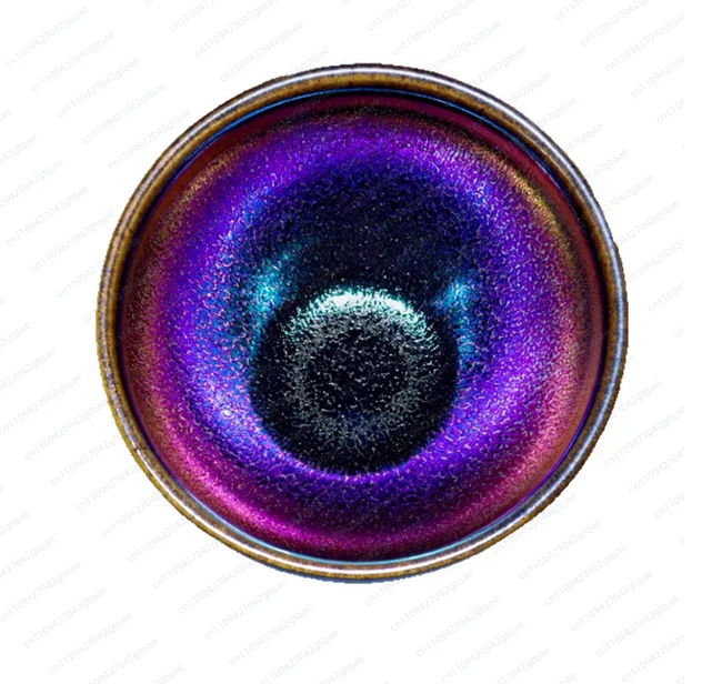 Pure Handmade Jian Zhan Master Cup, Purple Tone with Seven-Color Kirin Kiln Change, Collector Tea Bowl