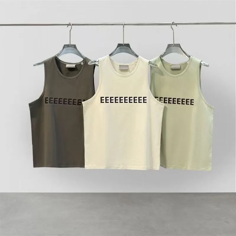 

Classic Brand Men's Vest Luxury Design Chest Single Line Silicone Letter Vest High Street Loose Couple's Shoulder Vest Top