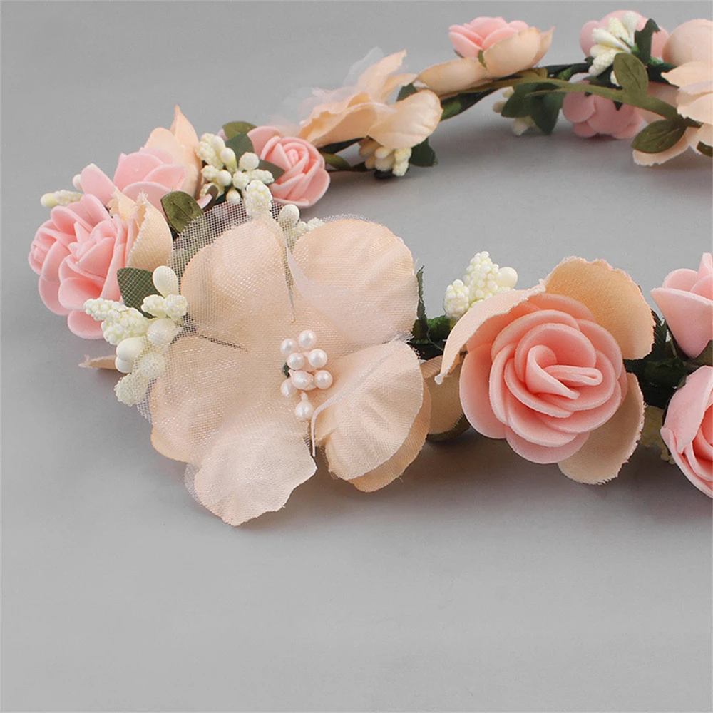 Couronne de fleurs artificielles 3D pour femmes, accessoire de cheveux pour mariée, bandeau Floral de mariage, ruban, guirlande, 2022