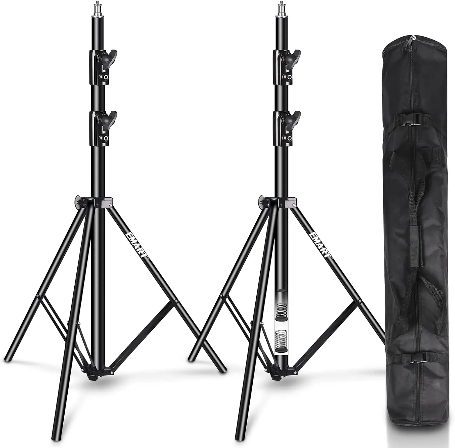 

2 Pack Heavy Duty Light Stand 8.5ft, Spring Cu ioned, Aluminum Construction, Photo Video Studio Tripod with Carrying Ba