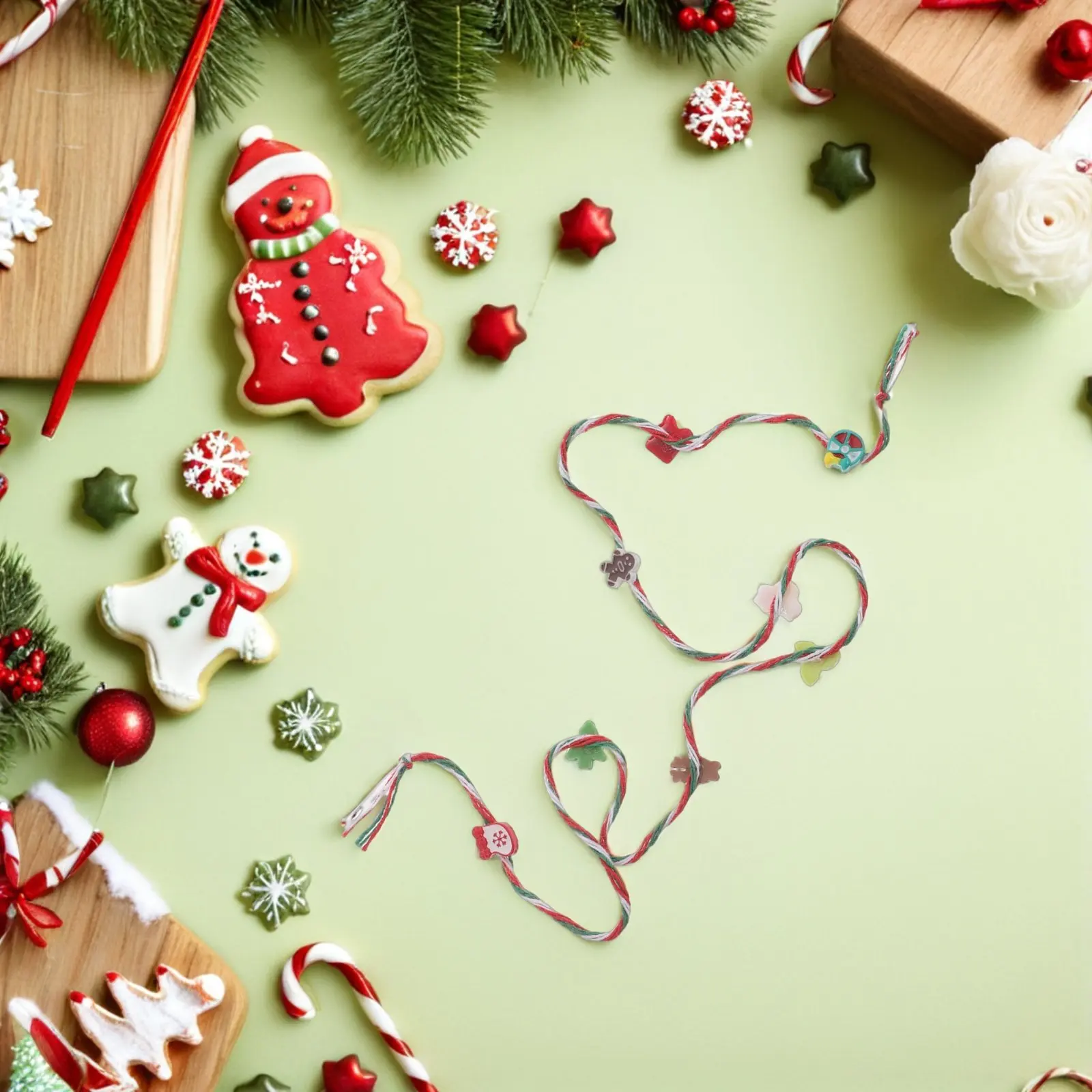 

8Pcs Miniature Christmas Garland Decorative Xmas Garland for Dollhouse Holiday Fireplace Village Scene Accessories