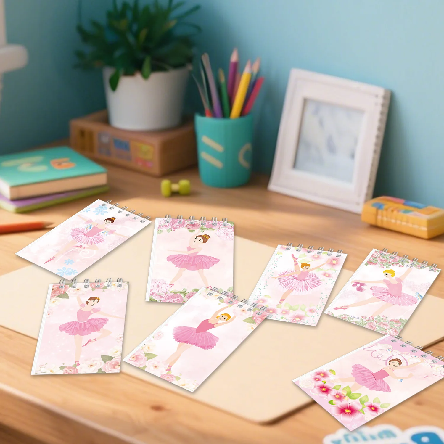 10-teiliges süßes Ballerina-Ballett-Thema, tragbares Spulen-Notizbuch, Mini-Notizblock für Kinder, Mädchen, Geburtstag, Gastgeschenke, Belohnungen für den Schulanfang – Detail 4