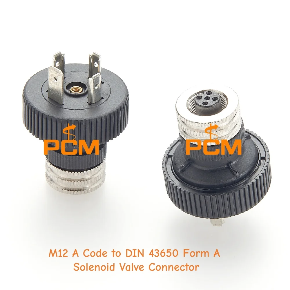M12 Female to DIN 42650 Solenoid Valve Connector A Code 5Pin Waterproof Adapter Cable for Industrial Automation Pneumatic Valve