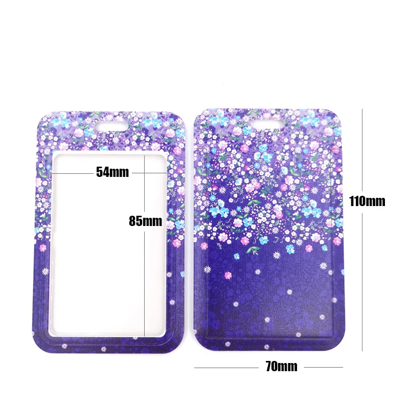 Purple Flowers Retractable Badge Lanyard Nurse ID Business Work Card Badge Holder Office Student Clips Card Cover Holder Bag