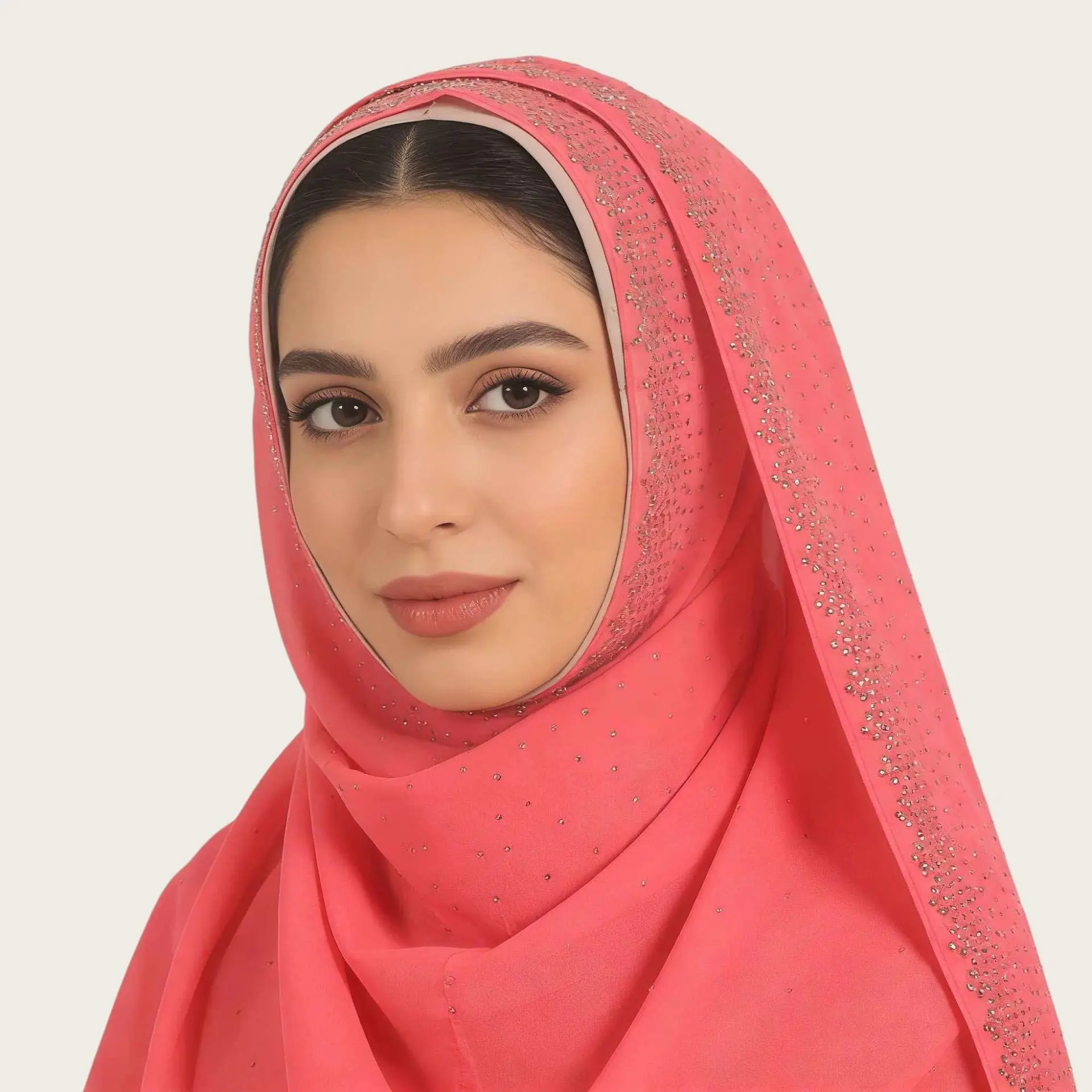 

Fashion diamond inlaid Chiffon Muslim Instant Turban Breathable Solid Color Turbans Head Full Cover Islamic Headscarf Malaysia 3