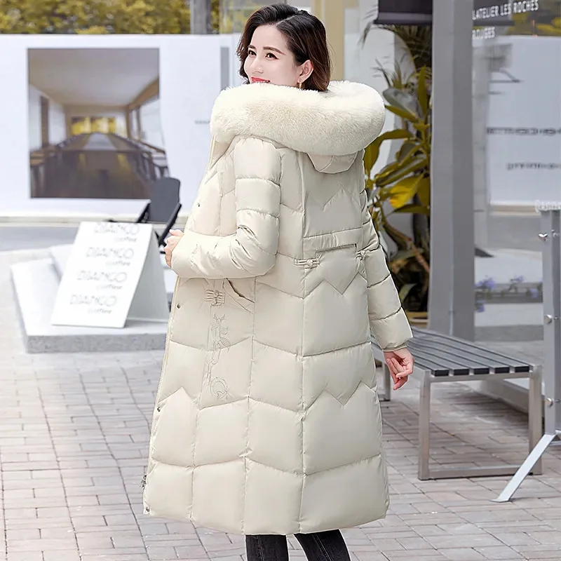 Winter Parkas Thick Warm Down Cotton Jacket Women 2025 New Casual Fur Collar Hooded padded Clothes  Female slim overcoat T750