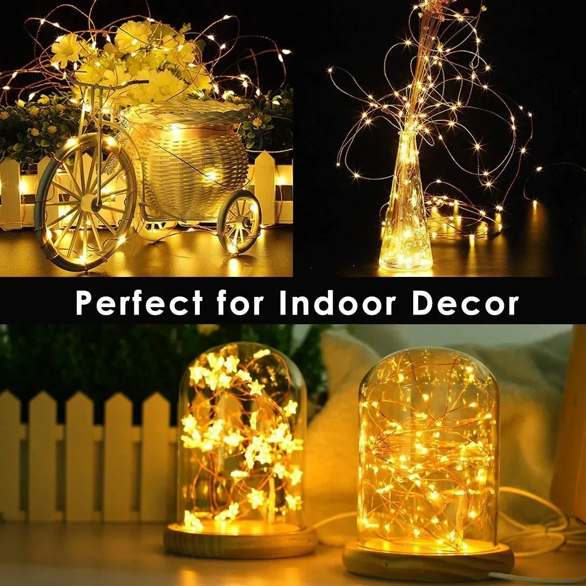 100/200LED Copper Wire String Lights USB Fairy Lights with Remote 8 Modes Lights Waterproof Christmas Decoration New Year