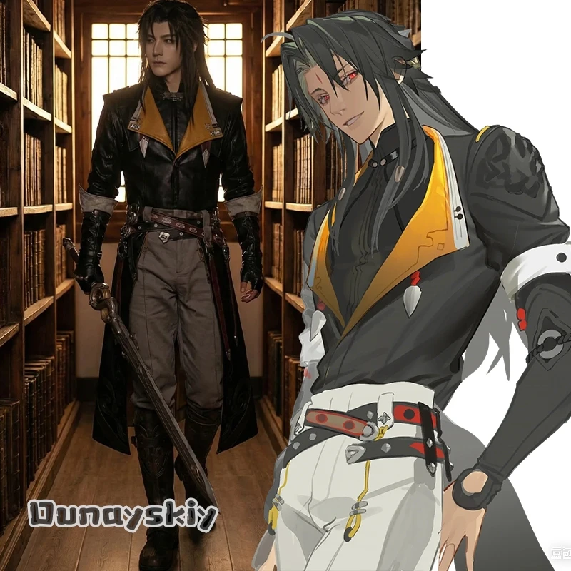 

Костюм для косплея Е Шиянь из игры Zenless Zone Zero: стильное черное пальто, рубашка, брюки, парик, пушистый хвост, фурсьют aBcNNC@