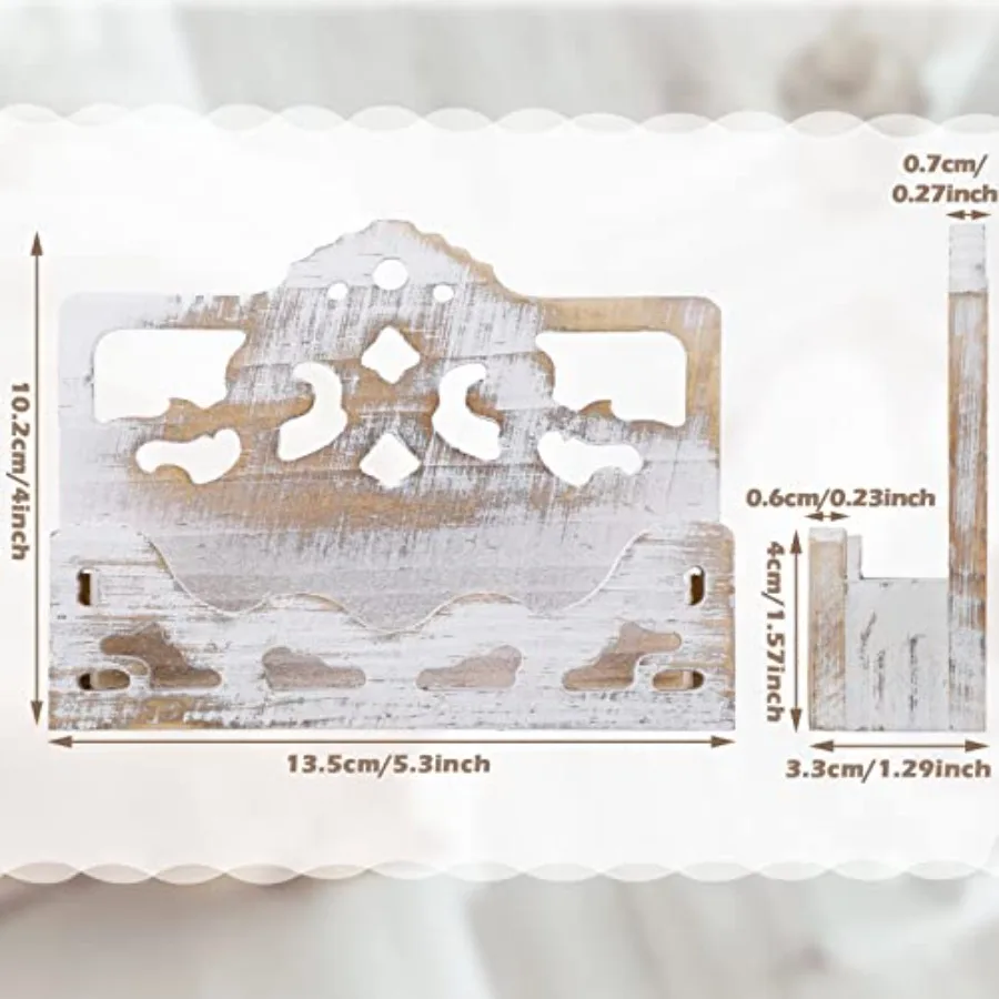 حامل بطاقة عمل عتيق عرض حامل بطاقات خشبي مفتوح منظم بطاقات الأعمال المزرعة عرض بطاقة العمل المجوفة fo #3