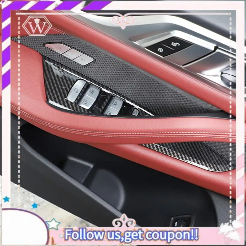 

Портативный переключатель подъема окна автомобиля для BMW 4 серии G26 2021 2022, кнопка подъема окна, панель, рамка, накладка, аксессуары (ABS, углеродное волокно)