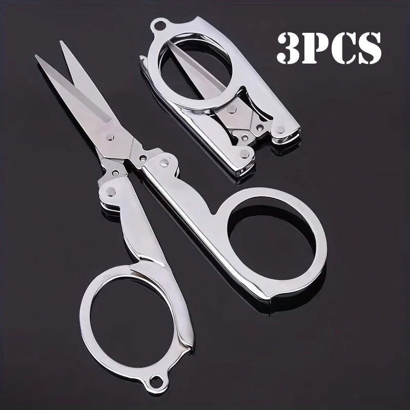3 Pcs Stainless Steel Folding Scissors Travel Scissors Sewing Scissors Portable Mini Scissors Paper Scissors Office Supplies