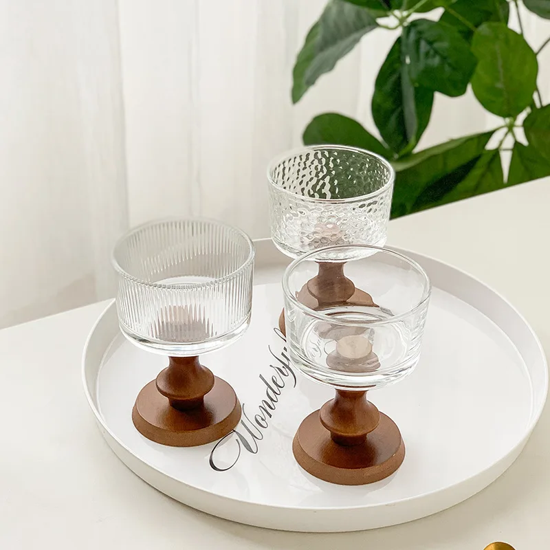 

French Instagram High Foot Glass Dessert Bowl Pudding Yogurt Fruit Snack Ice Cream Cup