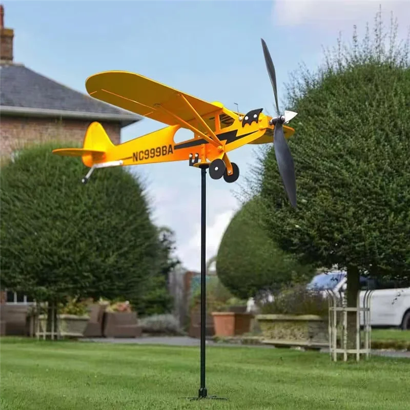 

ABBN-3D Wind Rotating Metal Aircraft Weather Vane Outdoor Roof Wind Direction Indicator Weather Vane Garden Decoration, Durable