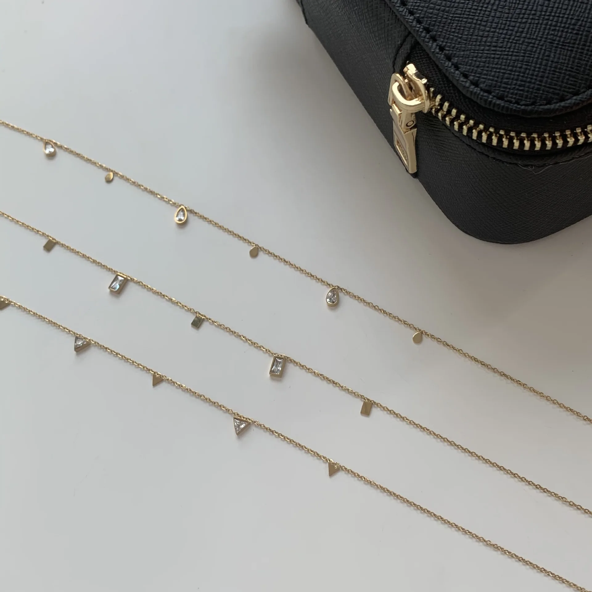316L stainless steel tassel geometric Crystal zircon pendant Necklace for ladies party jewelry necklace