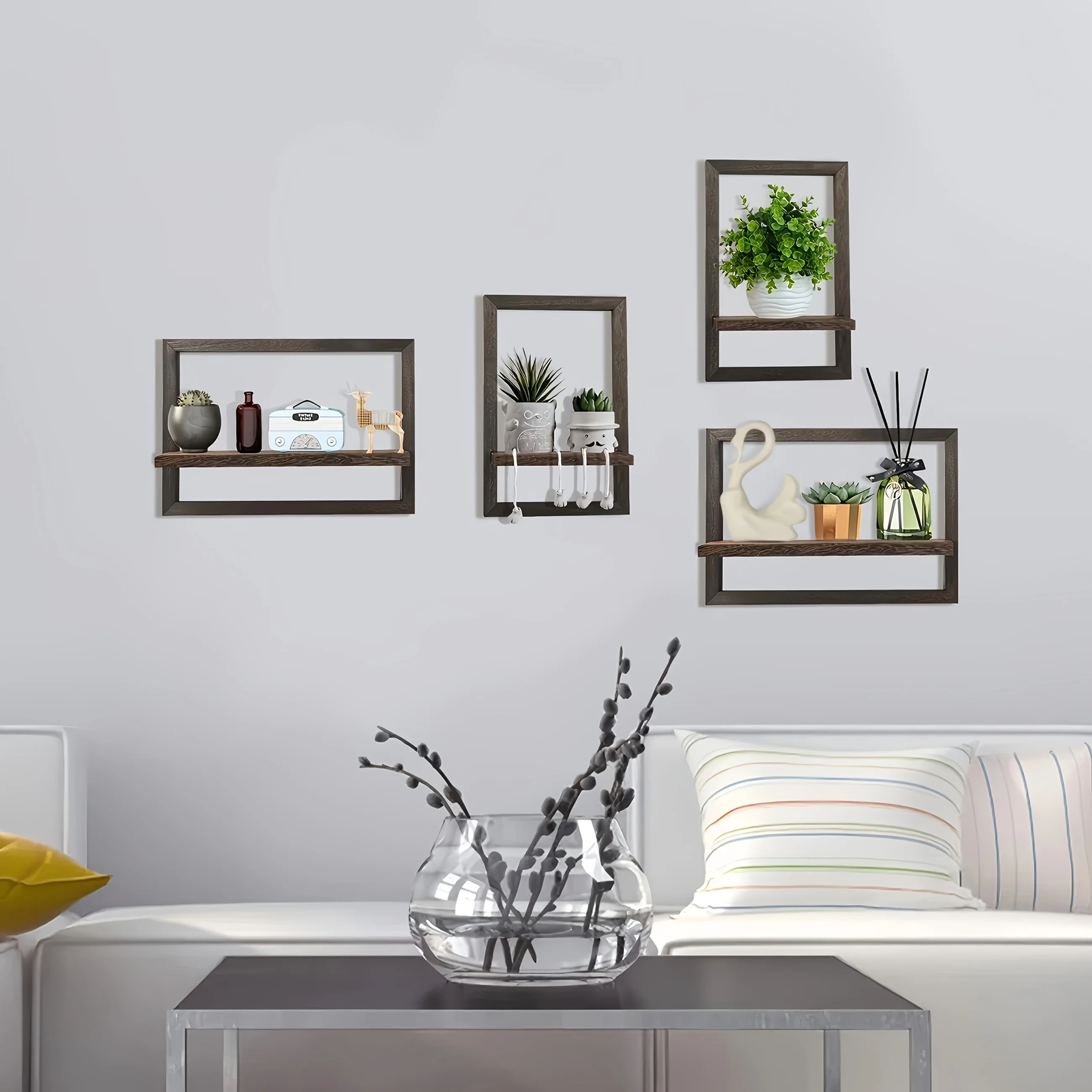 4 قطع أرفف عائمة للجدار، بطول 15.78/8.18 بوصة، أرفف حائط، جدار، منزل، فصول الدراسية، مكتب، ديكور غرفة جمالي، #4