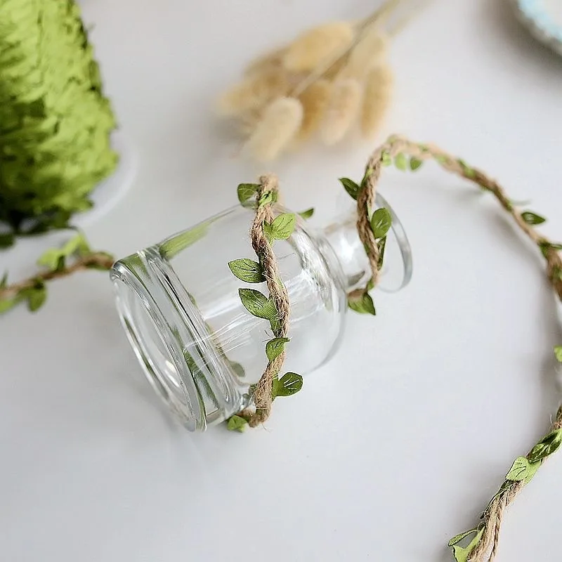 10m/roll Green Leaf Vine Artificial Plant Silk Leaves Rattan Gift Package Ribbon Scrapbook DIY Wreath Decor Wedding Party Supply
