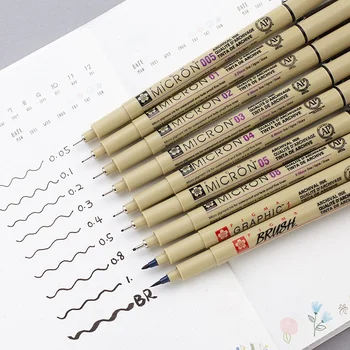 Pigma Micron Pen Neelde Zachte Borstel Tekening Liner Pen Set Borstel Art Markers