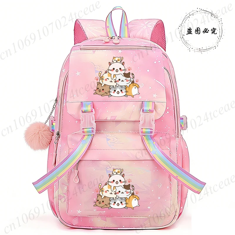 

School Bags Casual Shoulder Bagpack Travel Teenage Men's Women Backpack Funny Cat Anime Cute Mochila College School Computer Bag