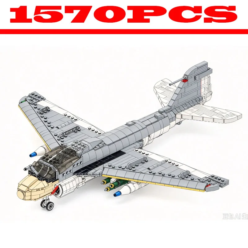 MOC 1:35 Scale Military Attack Jet 1570PCS Building Blocks Navy Fighter Aircraft Model DIY Airplane Toy Gift for Adults