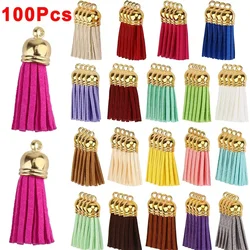 Porte-clés pompons en daim coloré pour bijoux, glands en cuir en vrac, pendentif, accessoire, artisanat, 10-100 pièces