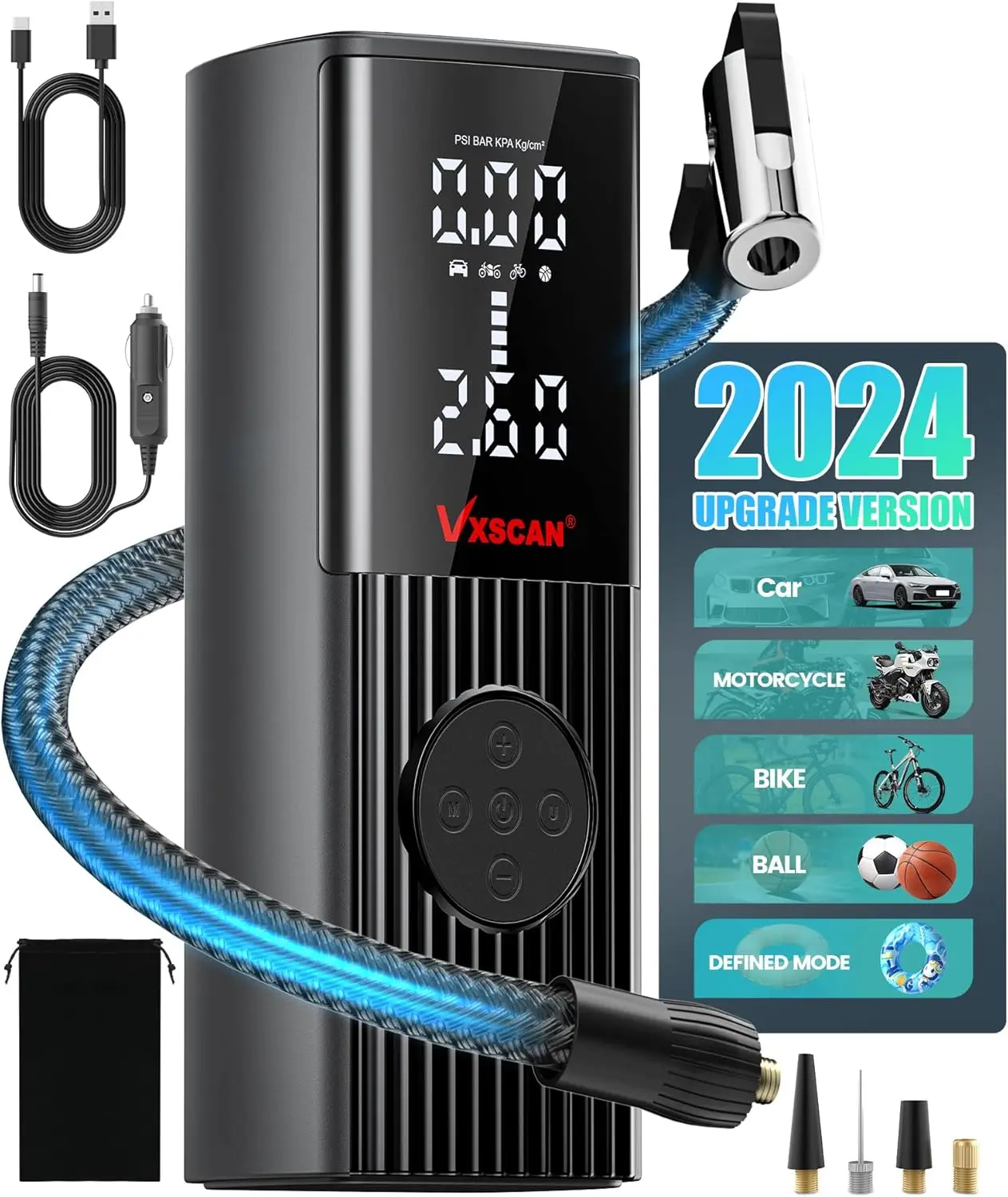 

Portable Tire Inflator 150 PSI, 20000mAh Battery Cordless Air Pump for Car, Motorcycle, Bike – Dual Power Electric Inflator