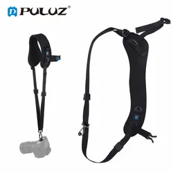 PULUZ Quick Release Anti-Slip Soft Nylon Breathable Curved Camera Strap with Metal Hook for SLR / DSLR Cameras