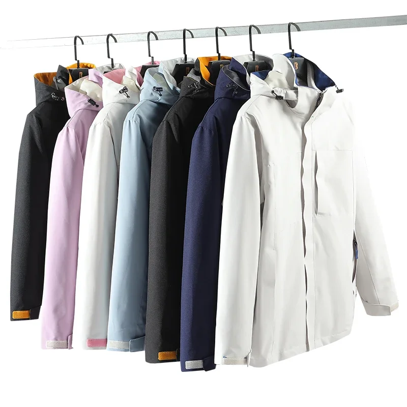 

New Suits Two Pieces Sets 3 In 1 Hiking Windbreaker Camping Thick Warm Unisex Coat Windproof Waterproof Man Women Parka High-end