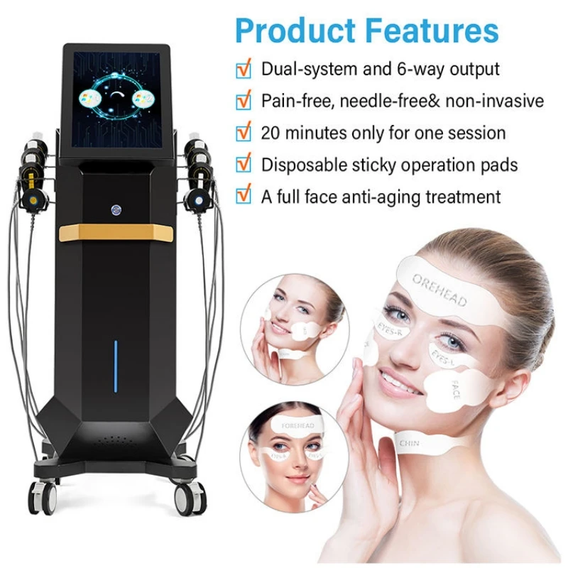 

Ems face device skin lifting anti-aging pe ems facial muscle sculpting machine with rf 6 in 1 for forehead eyes chins