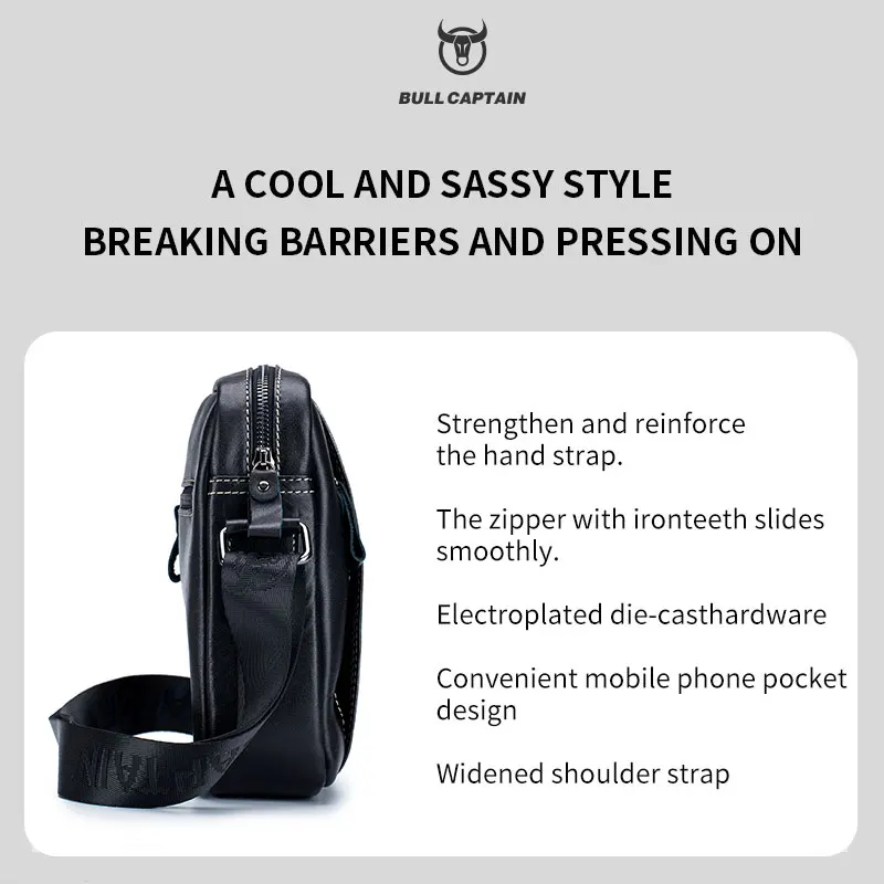 men's casual leather business travel shoulder bag Sling Bag, Retro Classic Style, Single Shoulder Crossbody Strap Design, Shoulder For And Commuting Zipper Lining Description Cool Leather Mens Large Travel