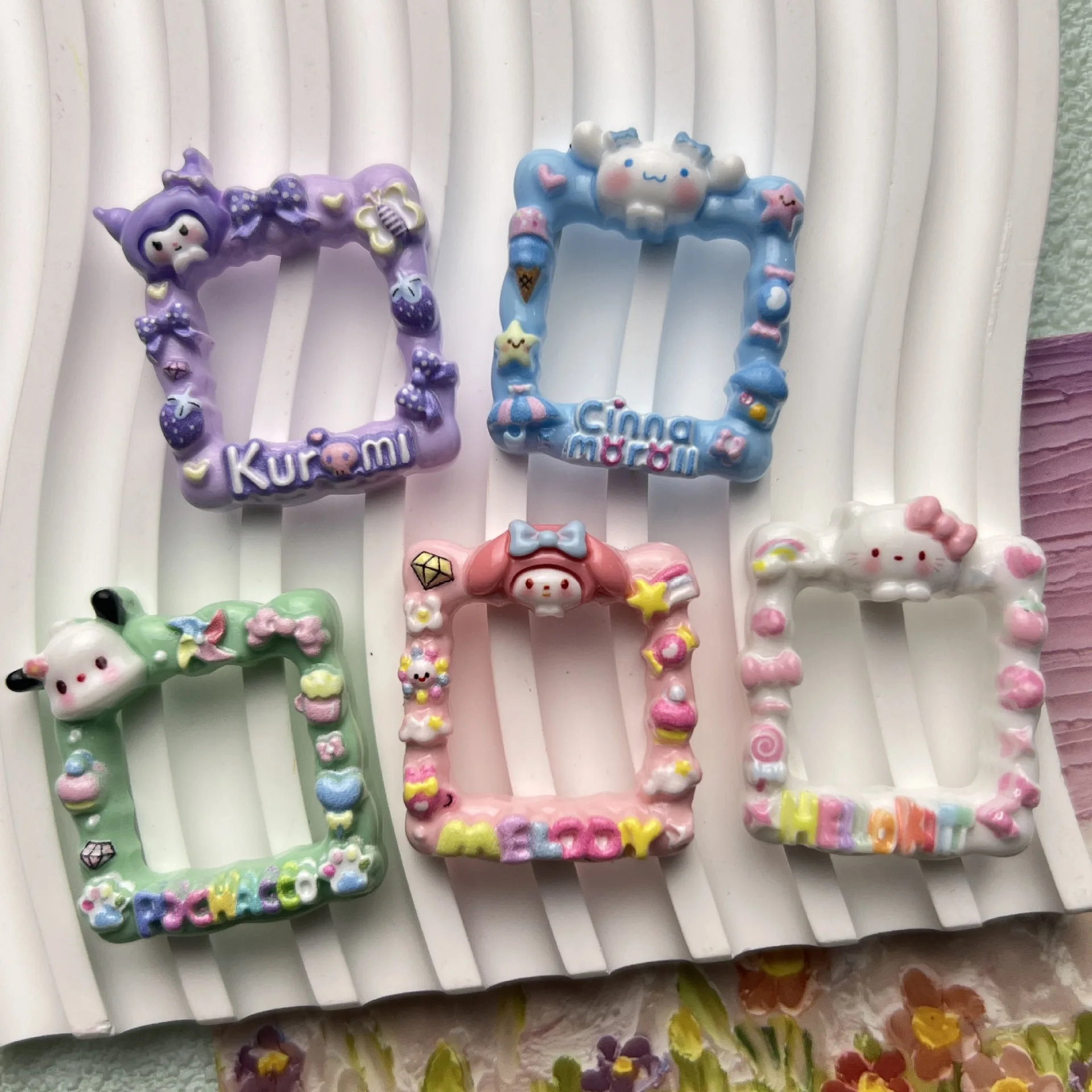 

Bright and Cute Pink Cat Photo Frame Creative Cartoon Cream Glue DIY Resin Accessories Phone Case Refrigerator Sticker Pendant