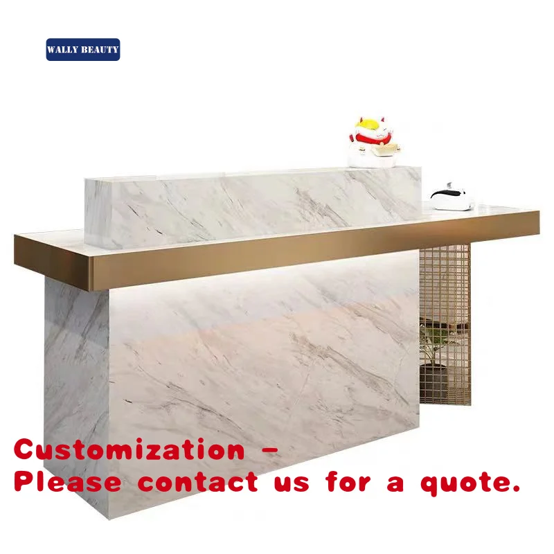 

Customize.Luxury Front Desk White Modern Spa Reception Desk Counter Beauty Salon