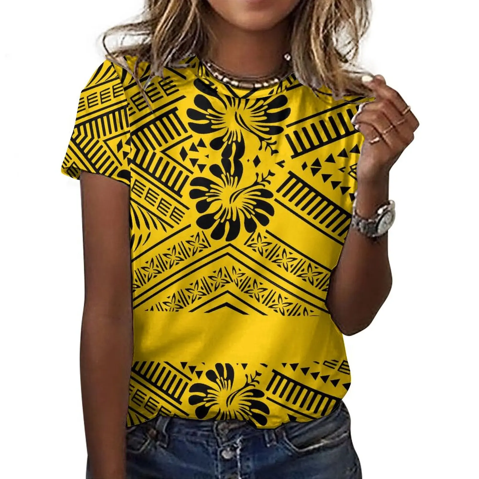 

Custom-Made Plus-Size Women'S Shirts Custom Logo Print Summer Women'S Short-Sleeved Stylish T-Shirts Polynesian ure cotton T-Shi