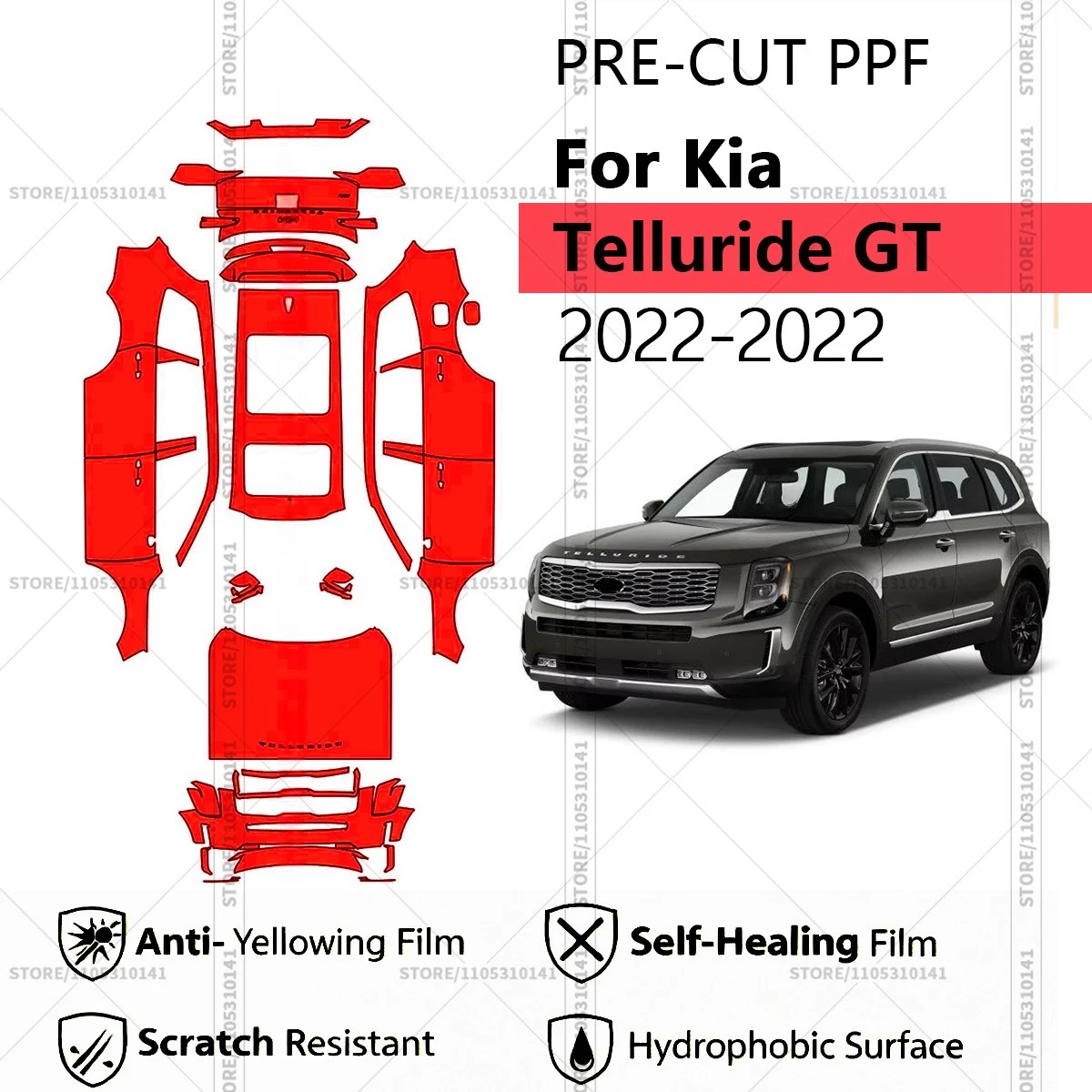

For Kia Telluride GT 2022-2022 Pre-Cut Paint Protection Film PPF Transparent Car Film Professional Automotive PPF Full Vehicle