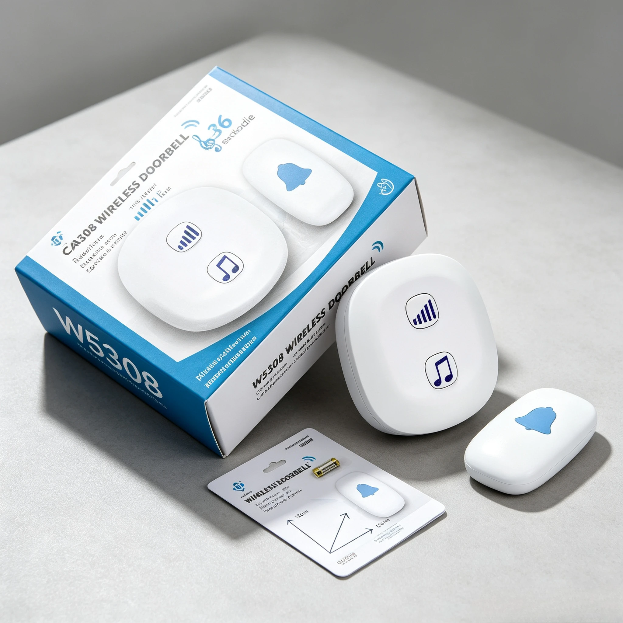Campanello wireless con spina europea, portata di 150 metri, 36 suonerie, 5 livelli di volume regolabili, campanello per la porta di casa.