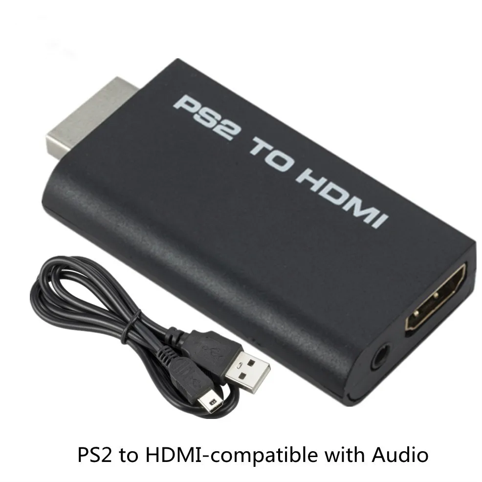 PS2 to HDMI-compatible Audio Video Converter Adapter 480i/480p/576i with 3.5mm Audio Output for All PS2 Display Modes